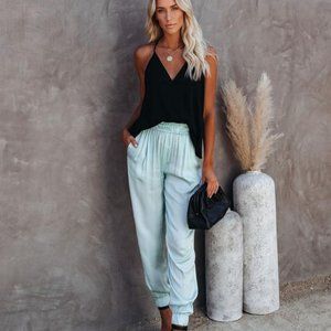 Vici Satin Seafoam Joggers NWT